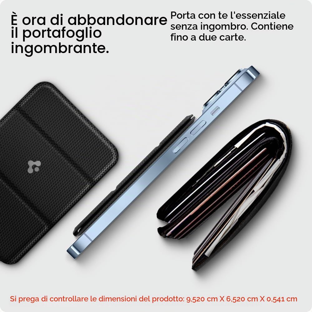 Spigen Smart Fold MagFit Portafoglio MagSafe Wallet Magnetico Portacarte con Cavalletto Compatibile con iPhone 17/16/15/14/13/12 Modelle, Accessori MagSafe