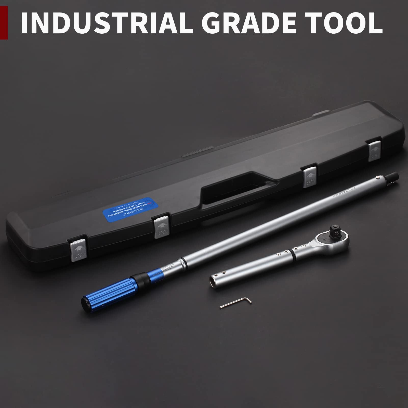 3/4-Inch Drive Click Torque Wrench, 48-tooth High Accuracy Torque Wrench Set with a Hex Key 100-600ft.lb / 135-815Nm