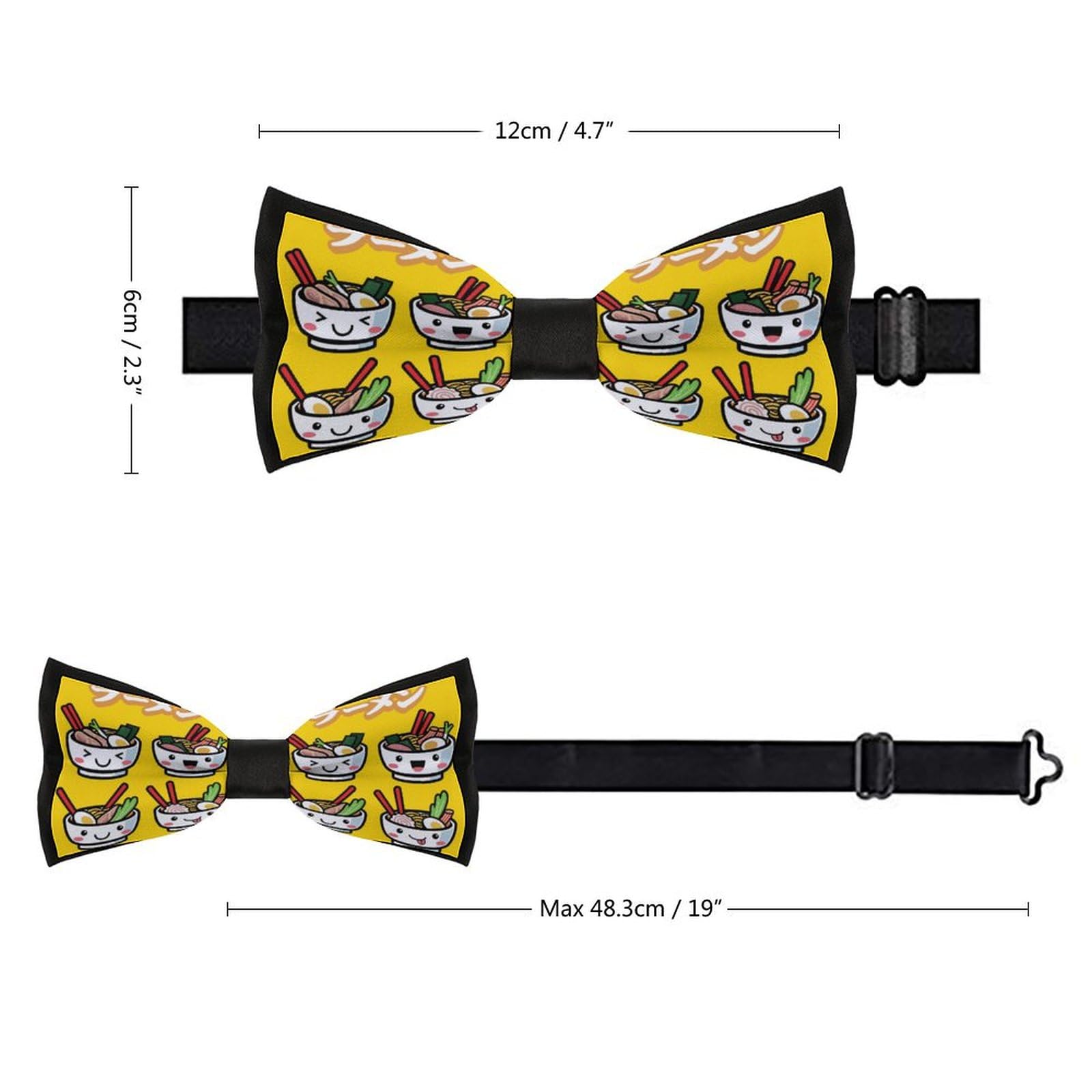 GoasNei Ramen Noodle Soup Pattern Bow Tie for Men Adjustable Necktie Funny Tie Neck Ties for Weddings Party