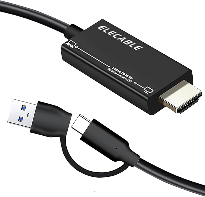 ELECABLE USB to HDMI Adapter Cable 6ft USB 3.0 or USB C to