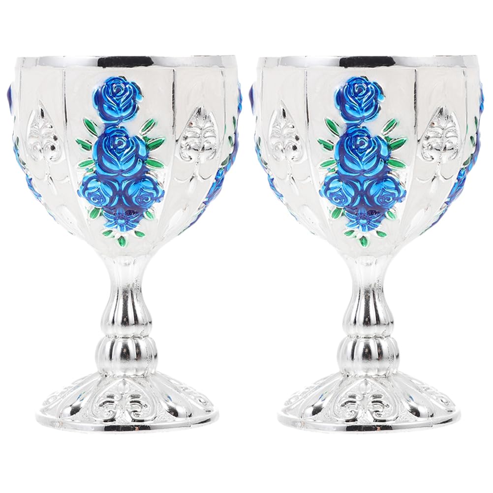 BESTOYARD Chalice Wine Goblet, Blue Royal Wine Glasses Cup European Vintage Cup Altar Cup Worship Cup Martini Flutes Retro Wine Cup For Home Night Bar Party