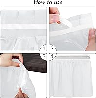 Vista 4 de TURSTIN 6 faldas de mesa de plástico blanco de 14 x 29 pulgadas para mesas rectangulares, mantel ajustable, mantel desechable para fiestas