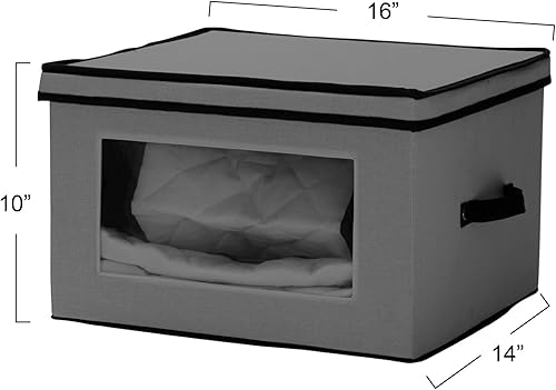 Miniatura 8 de Household Essentials Caja de almacenamiento grande para servir, lona de poliéster con lados de tablero de fibra, 3 bolsas protectoras, plegable y