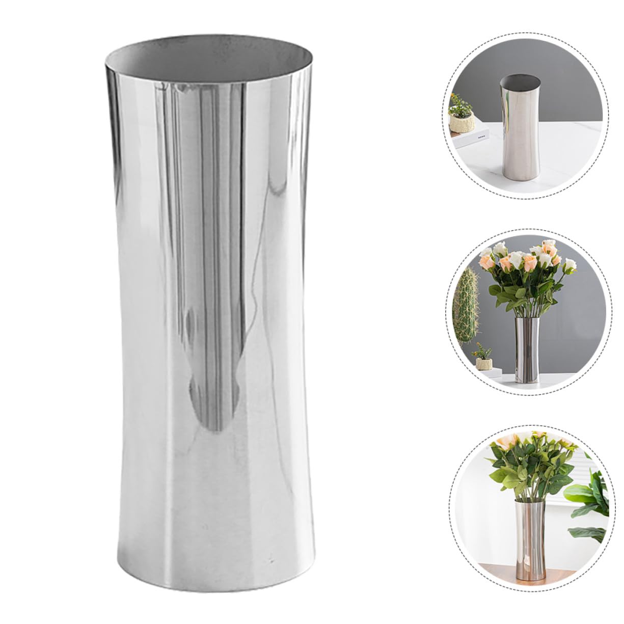 TOYANDONA Moderner Edelstahl Spiegel Vase Hydroponisch Metall Blumenvase für Wohnzimmer Nordic Deko Esszimmer Tisch Mittelstück Langlebig Korrosionsbeständig