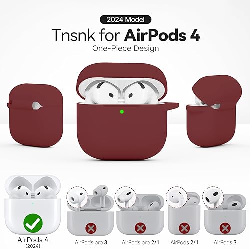 Miniatura 45 de Funda para AirPods 4, color rosa con kit de limpieza, funda de silicona suave para Airpod 4, compatible con Apple Airpods de 4ª generación 2024,
