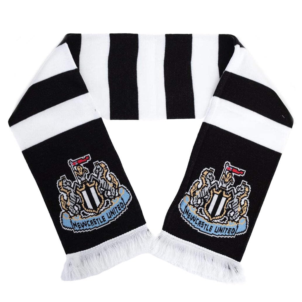Newcastle United Official FC Bar Scarf, Black and White Stripe, 132cm x 19cm
