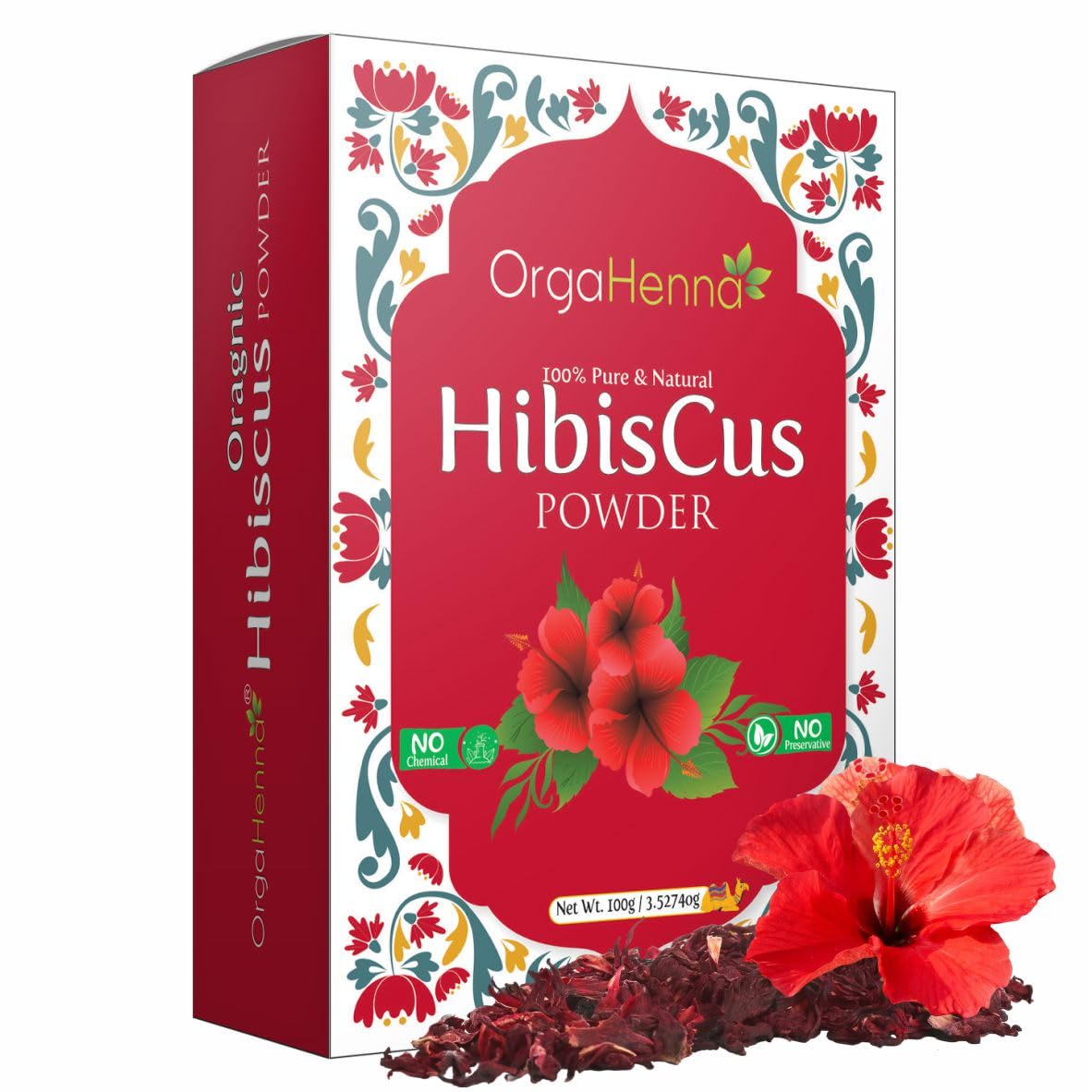 Orgahenna Hibiscus Powder for Hair, Face & Eating | 100% Organic Hibiscus Flower Powder | Natural Hair Growth & Skin Care | Gudhal Ka Phool for Hair Mask & Face Pack – 100g-image-17