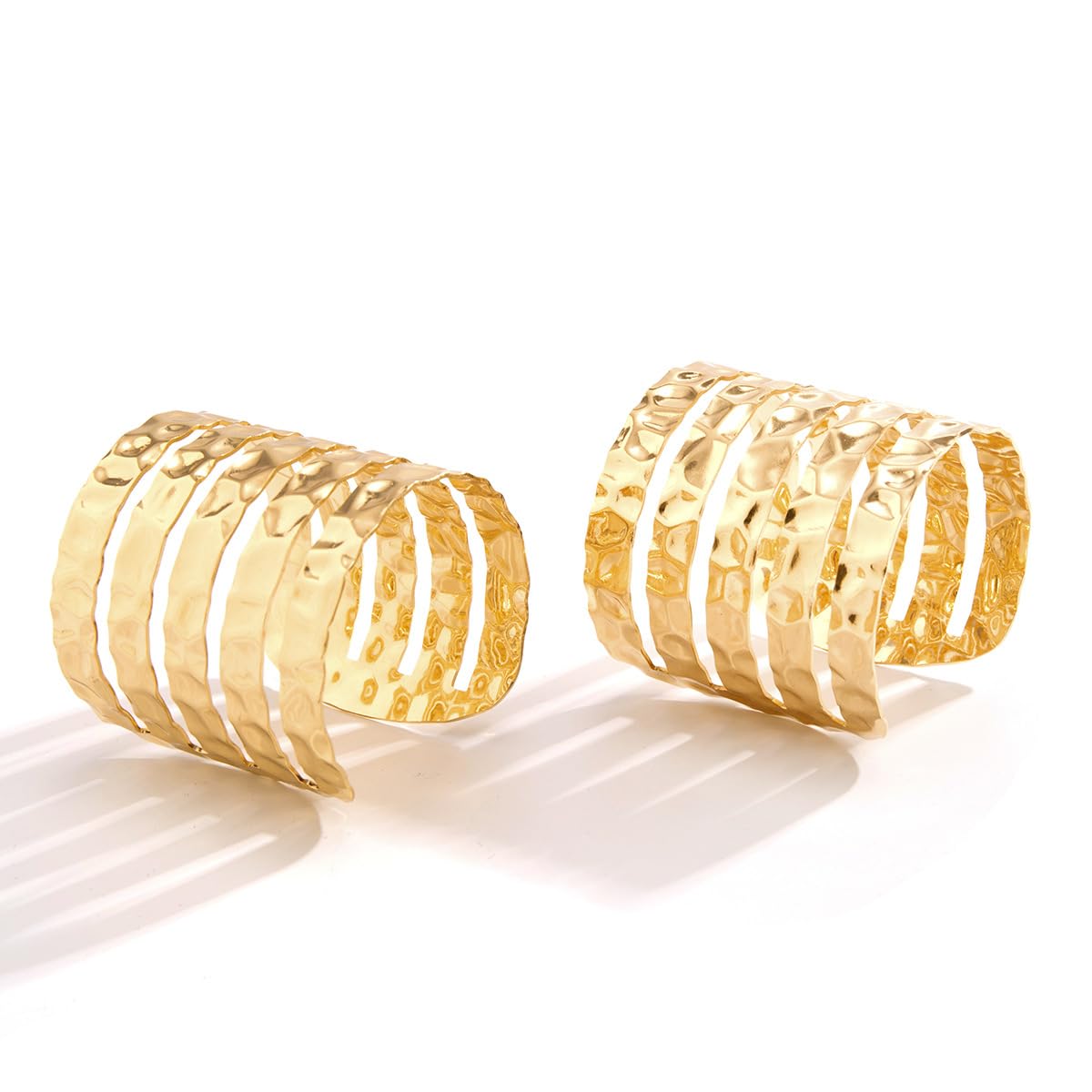 QUECY® Metal Hooped Hammered Textured Adjustable Hand Cuff Bracelet - Golden Colour (B0CPHSYD6V) Amazon Price History, Amazon Price Tracker