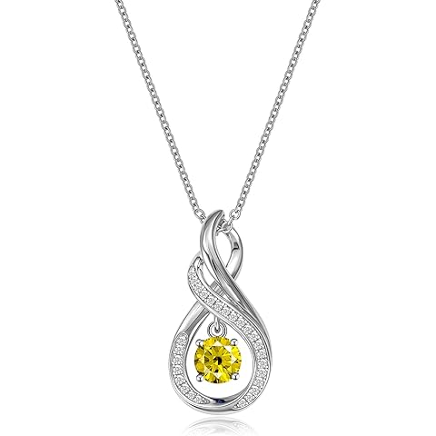 Birthstone Infinity Teardrop Necklace for Women: 925 Sterling Silver Hypoallergenic...