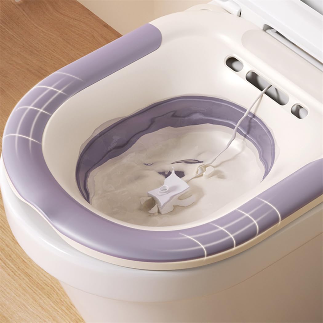Bain de Siège Bidet Portable pour Hémorroïdes Siège de Toilette pour Soins Postpartum Pliable Sitz Bain Bassin Bain de Siege Toilette Intime Adapté aux Toilettes Standard