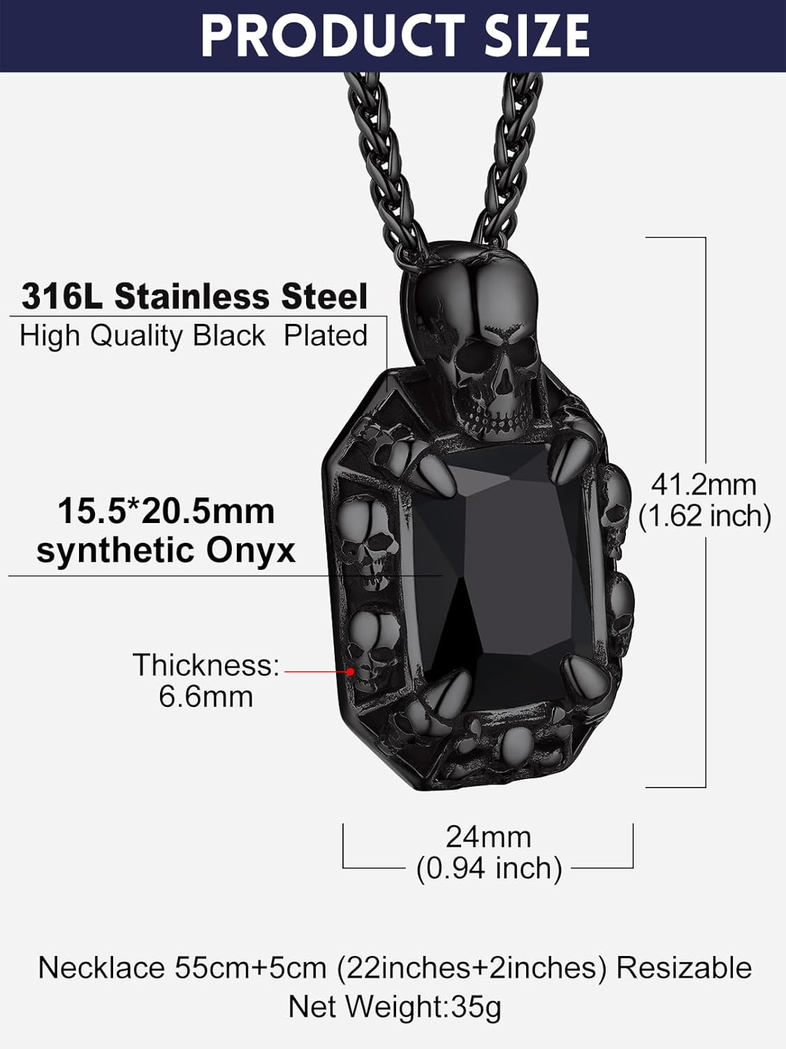 Bandmax Gothic Stone Pendant Necklaces for Men Women Stainless Steel Dragon Claw Ruby/Blue Topaz/Emerald/Black Onyx Gemstone Pendant Goth Punk Designer Necklace Halloween Jewelry