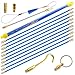 33' Blue Fiberglass Cable Wire Running Rod Coaxial Electrical Connectable Fish Tape Pull Kit With Hook And Hole Kit In Transparent Tube