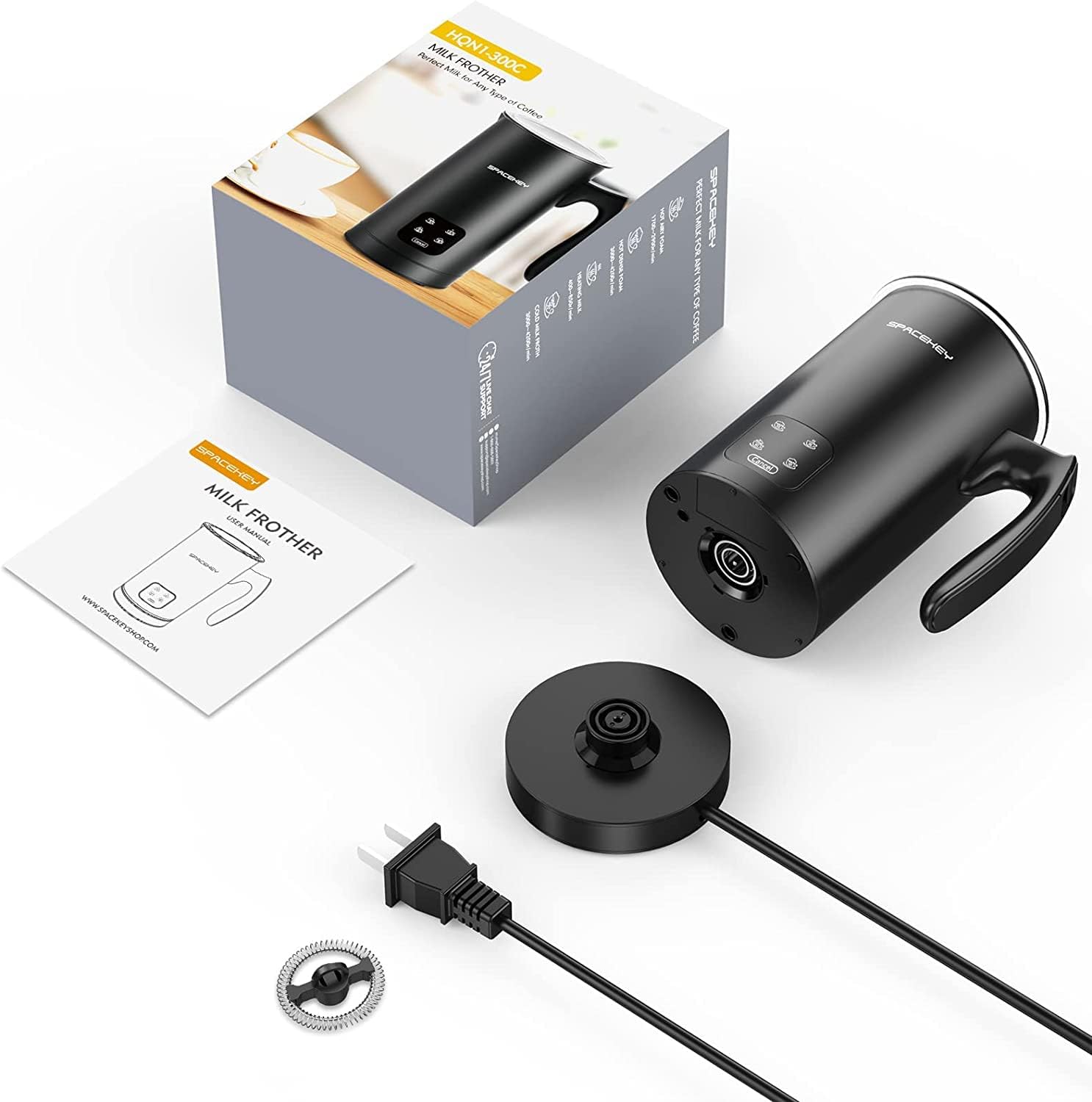 Buy Milk Frother, Spacekey 4in1 Electric Milk Frother and Steamer,10