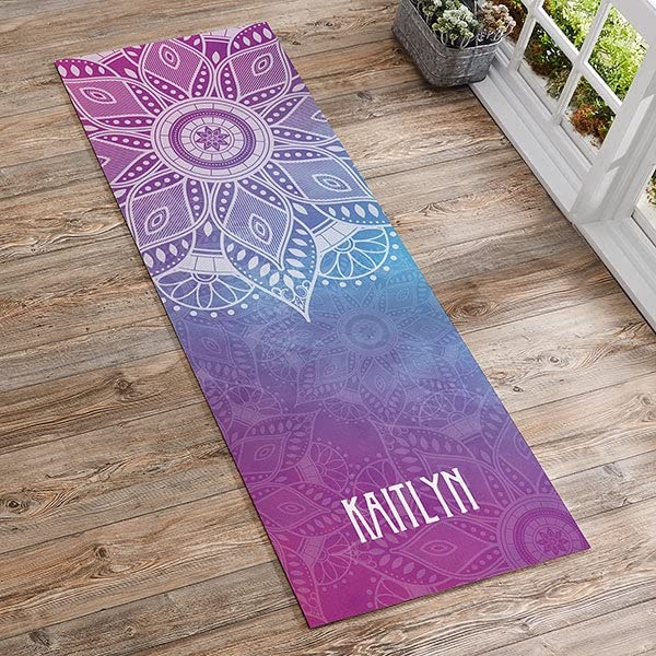 Personalization Universe Mandala Personalized Yoga Mat, Non-Slip with Name Customization, Thick Workout Mat for Yoga, Pilates and Gym, Easy Portability, Available in 4 Stylish Colors