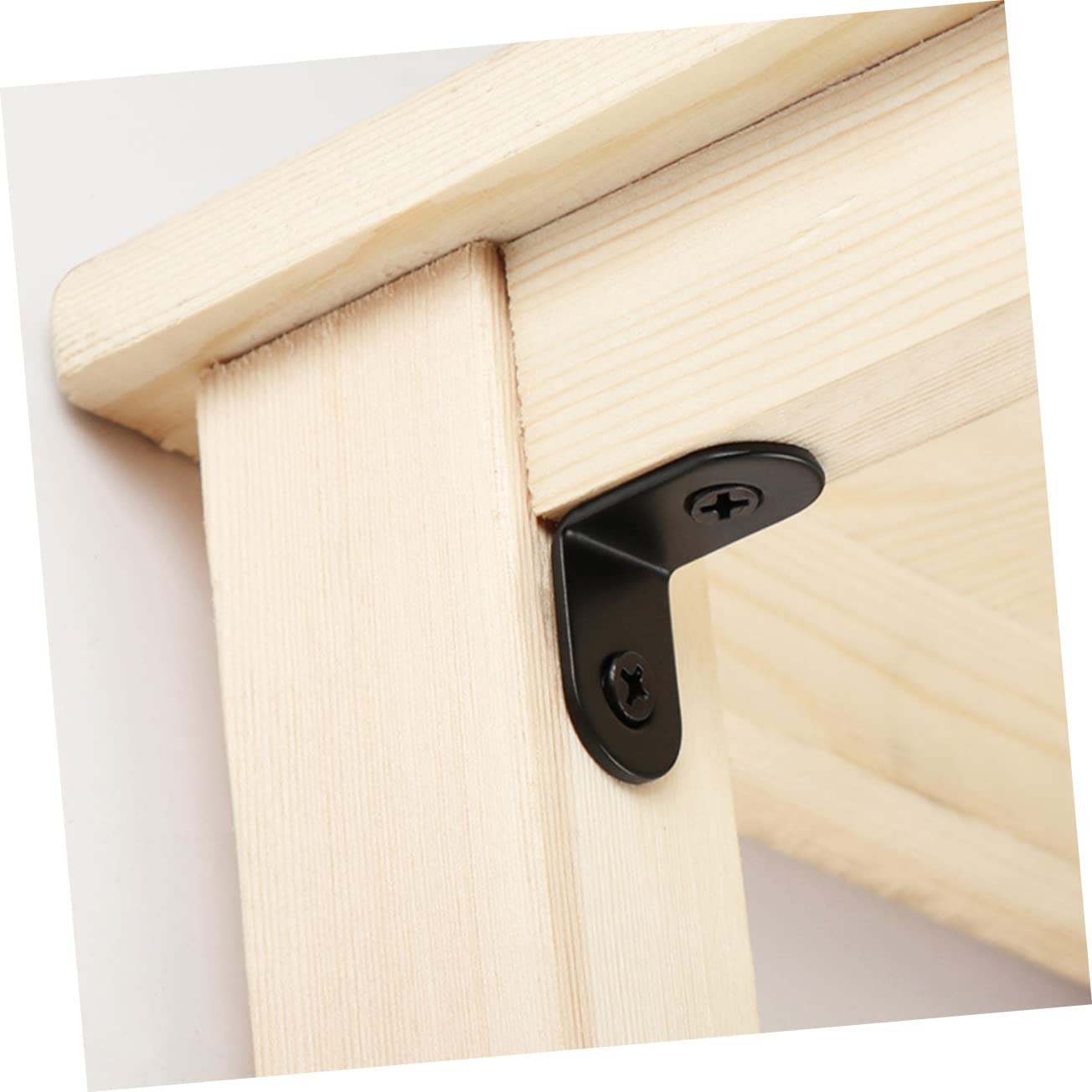 CIYODO 90° L-Shaped Angle Brace Black Corner Code Steel Angle Bracket for Furniture with 24pcs Screws