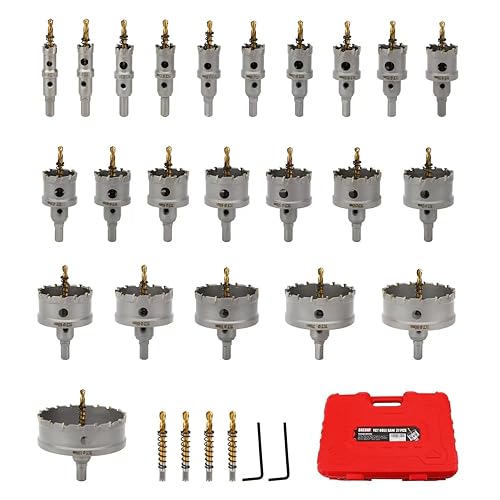 Miniatura 53 de Kit de sierra perforadora TCT de 1-1/2 pulgadas (1.496 in), broca de sierra de carburo de tungsteno con broca piloto chapada en titanio para metal