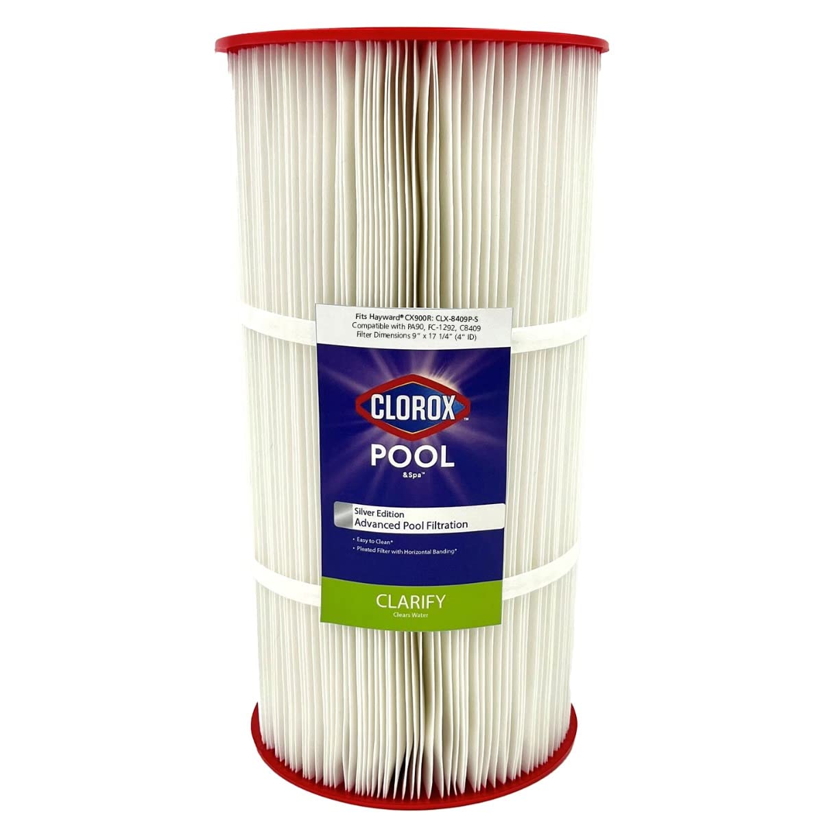CLOROX Silver Edition Advanced Pool Filter | Replacement for Hayward CX900RE, Unicel C-8409, Pleatco PA90, Filbur FC-1292, and More | 90 sq ft Pleated Filter Media