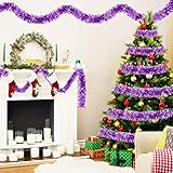 arbol de navidad decoracion morada 💜【Decoración Navideña Perfecta】--- La guirnalda de espumillón de navidad tiene colores brillantes y vivos, se ve hermosa y brillante a la luz, lo suficientemente larga como para envolver su árbol de Navidad. Hace una gran guirnalda de árbol de Navidad. También se puede usar para decorar chimeneas navideñas, puertas y ventanas, escaleras o adornos de techo para agregar un toque festivo a su hogar.