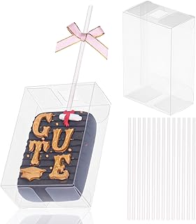 TEMLQPACK 20Pack 3.5"x 2.4"x 1.38"Clear Rice Krispie Treat Boxes with Sticks Individually Wrapped Packaing Kit Cakesickle Boxes Marshmallows Party Favors Boxes for Christmas Valentine's Birthday
