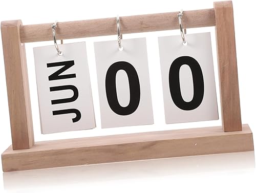 Miniatura 3 de BESTOYARD 3pcs Calendar Trinkets Flip Wooden Perpetual Calendar 2023 Desk Calendar Desktop Block Calendar Date Blocks Work Desk Decor Perpetual