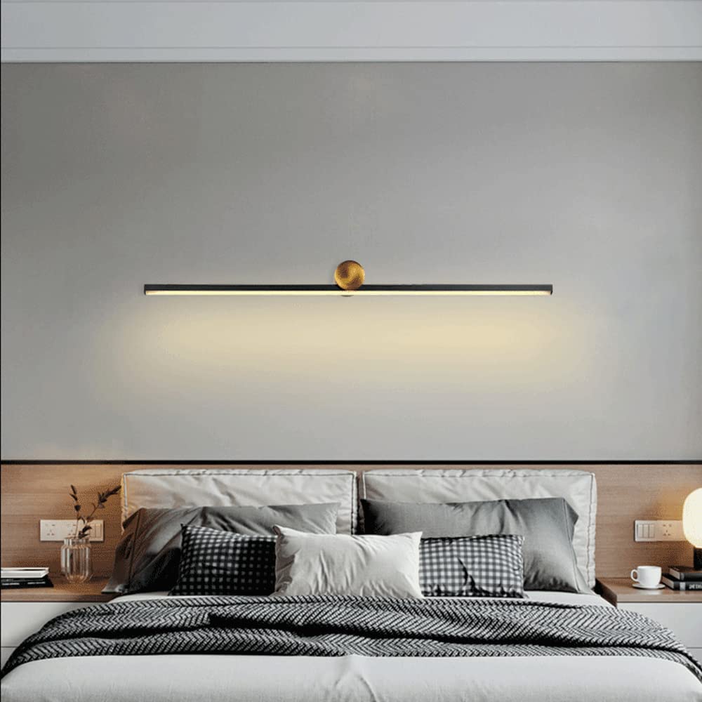 Lampada da parete nera a striscia lunga, applique da parete in metallo ultrasottile con mini faretto, applique moderna a LED, lampade da parete lineari da comodino, applique da parete con illuminazion