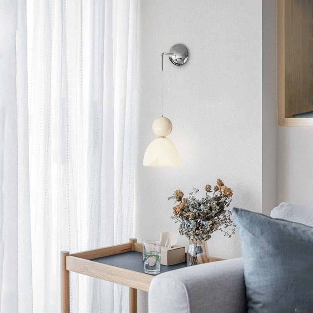 Generico Nowoczesna lampa ścienna do wnętrz LED Akrylowy kwiat lampka nocna do sypialni Nordic Nordic lampka nocna zagłówek salon (biały A)