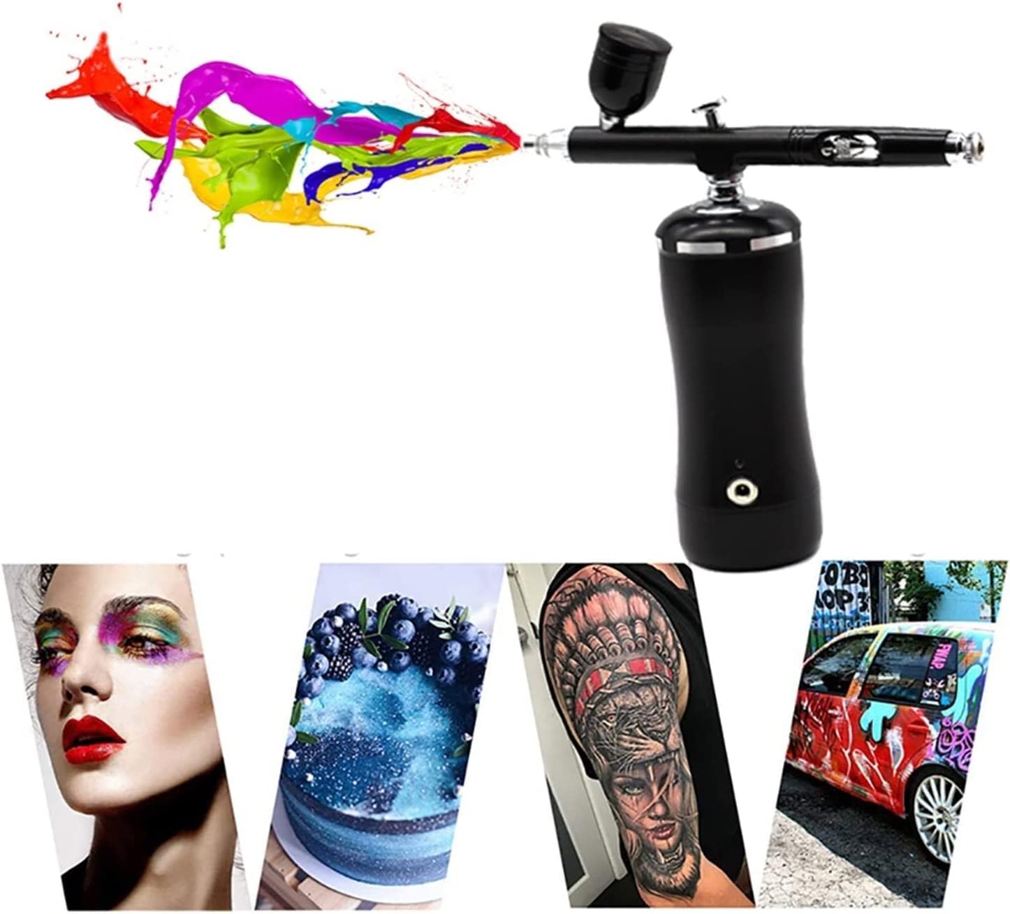 Airbrush Kit Airbrush Compressor Multi-Functional Portable Spray Gun for Makeup Nail Art Tattoo for Nail Art, Makeup, Painting, and Cake Decorati(Black)