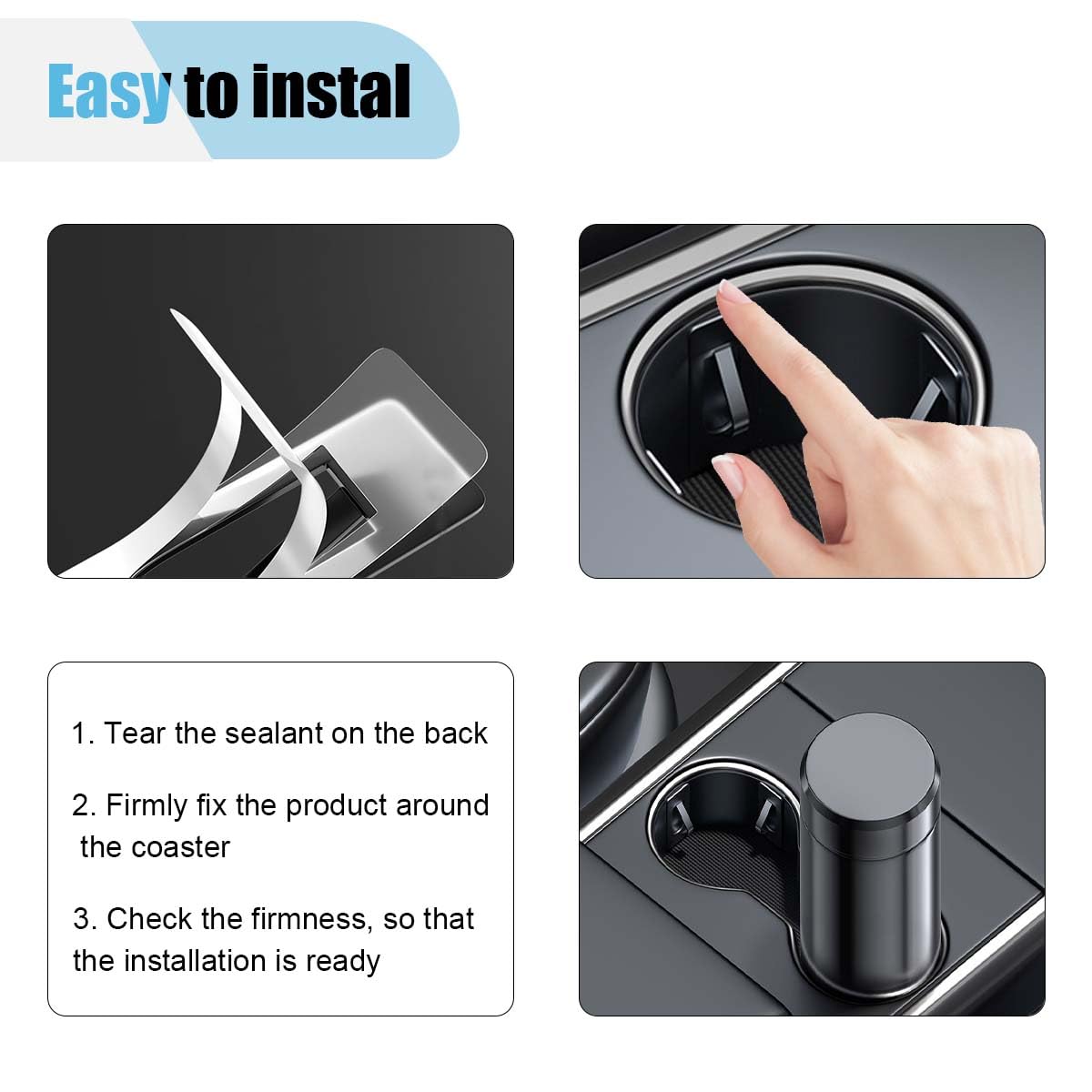Car Cup Holder Position Limiter Cup Holder Pad with Self Adhesive Anti Shake Cup Slot Insert Cup Holder — view 3