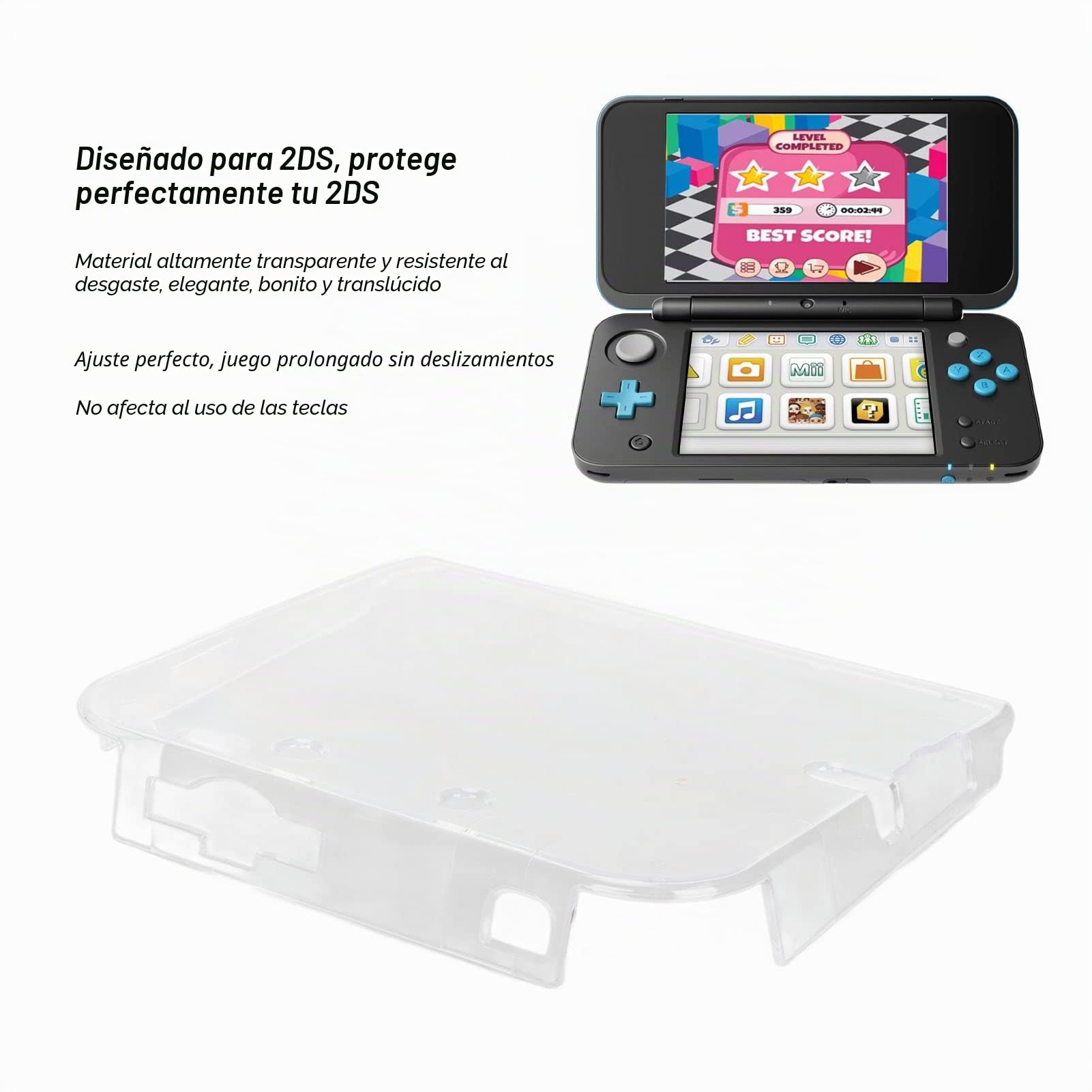 Funda protectora transparente para 2DS Crystal Case y Cover especialmente diseñada para proteger perfectamente