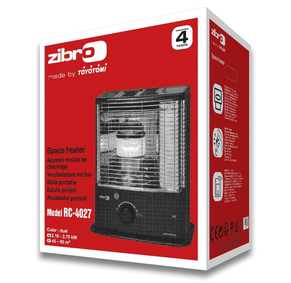 Zibro RC4027 Poêle à Pétrole à Mèche 2,7 kW, Noir, Chauffage d'Appoint Mobile, 18-38 m², 428x295x513 mm