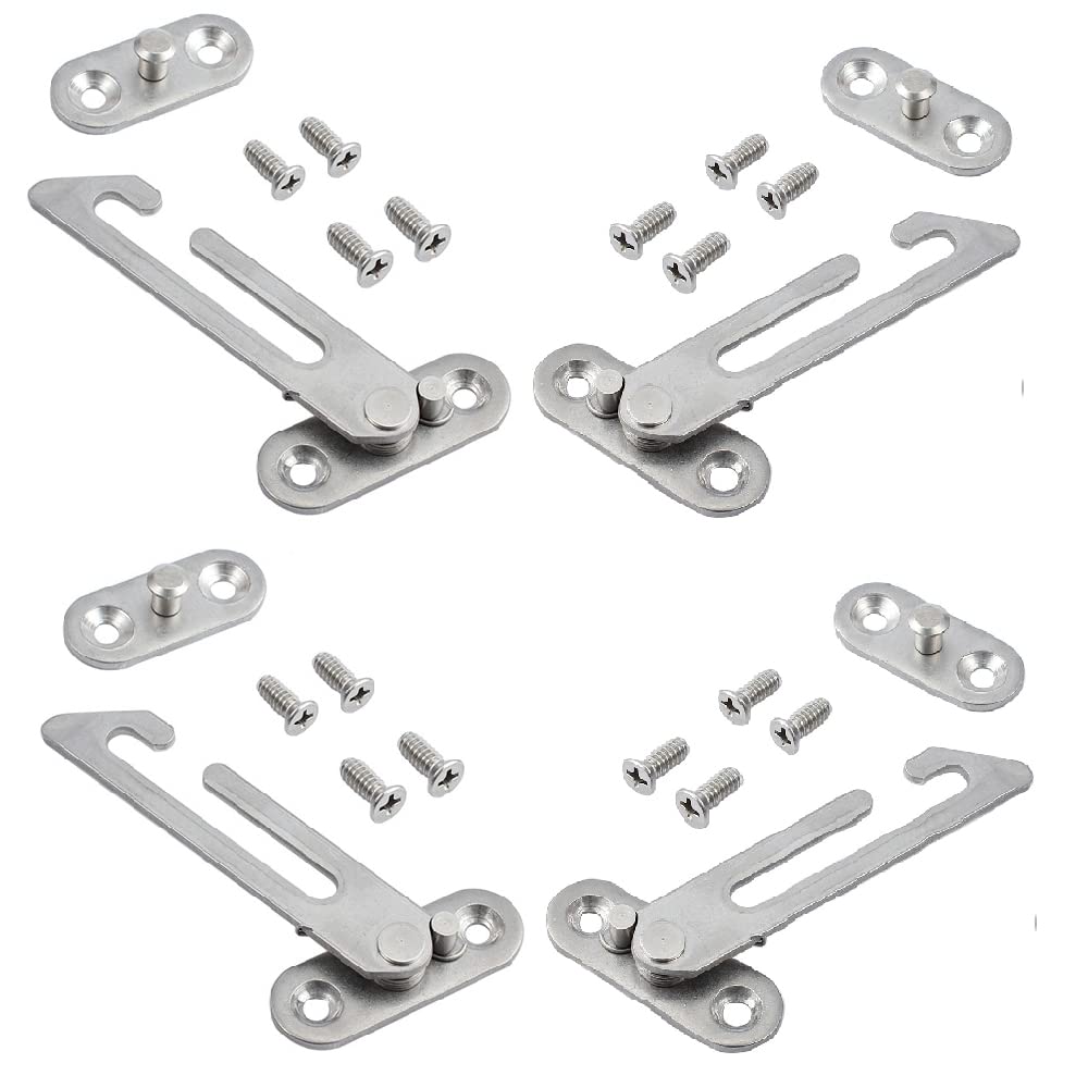4 Pcs Window Restrictor Catch Locks, Stainless Steel Child Safety Window Restrictor Hook, Child Restrictor Security Locks for UPVC Windows (Left and Right Handed)