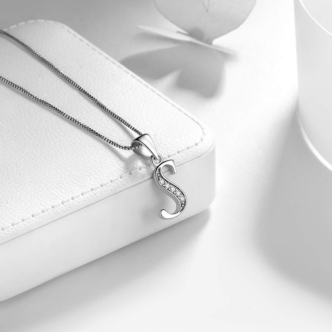 Aurora Tears Letter Necklace Initial 925 Sterling Silver Alphabet Pendant Crystal Name Gift Women Cubic Zirconia Jewelry - Image 4