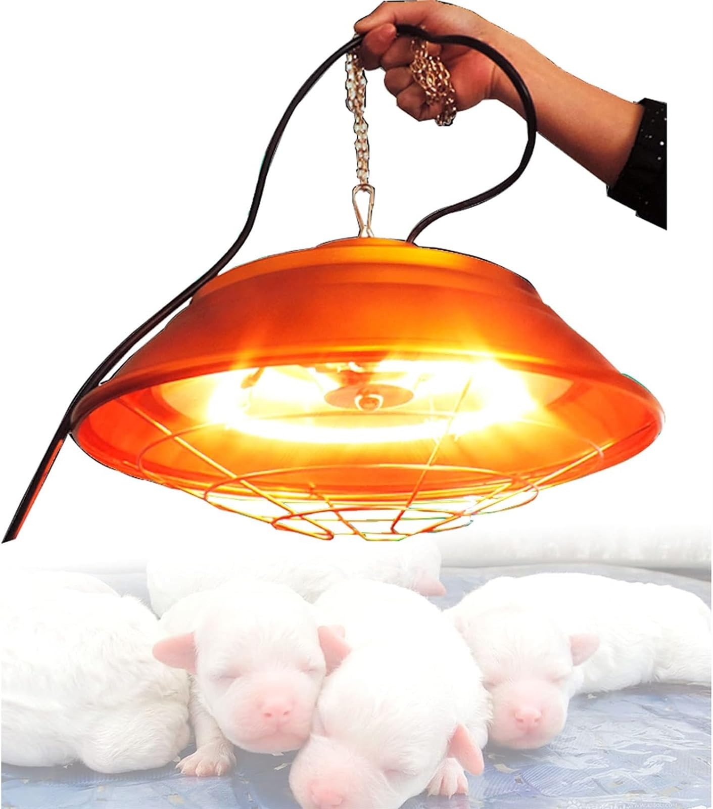 Lámpara de calefacción infrarroja de 36 cm de diámetro, lámpara de calor for cachorros, perreras, corderos, patitos, lámpara de calor halógena for calentamiento de mascotas en invierno, 350 W/550 W, i