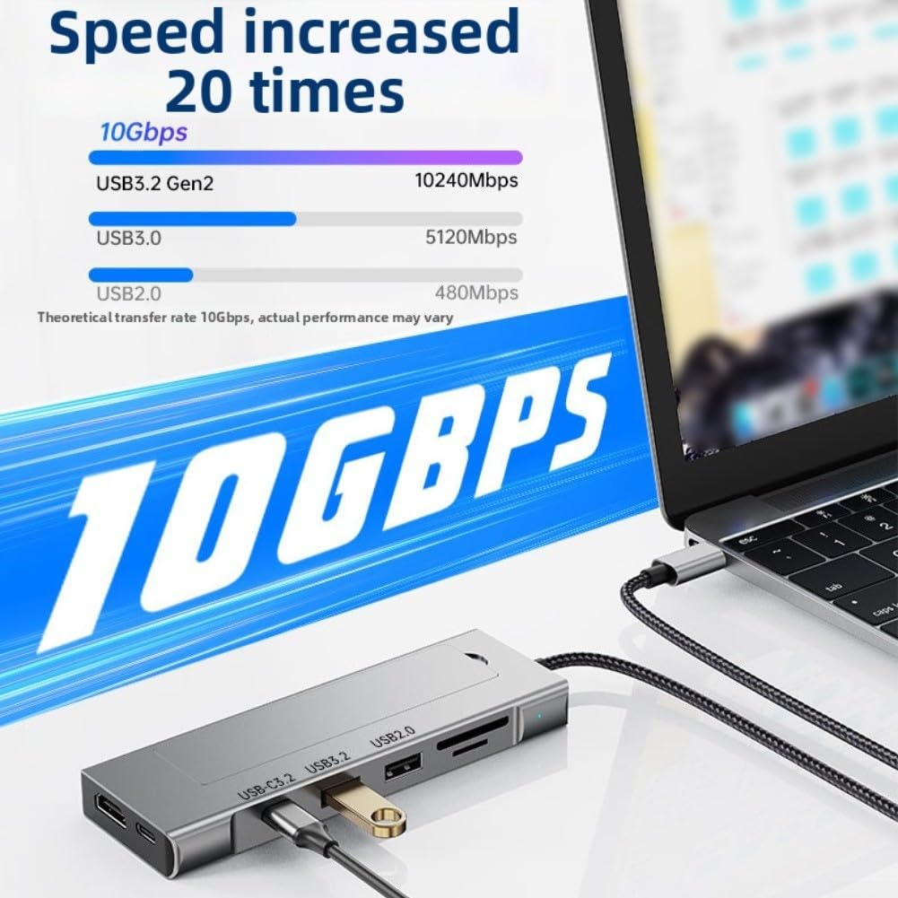 Hub USB C M.2 SSD Enclosure 10Gbps ad alta velocità trasferimento dati adattatore multiporta in alluminio con Ethernet per doppio display
