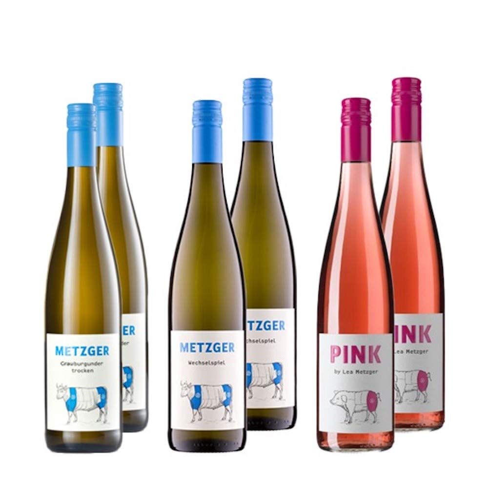 Weingut Metzger Lieblings Set | Grauburgunder trocken, Pink Rosé trocken und der Cuvée Weißwein Wechselspiel | Metzger Weine im praktischen Set (6x0,75 L)