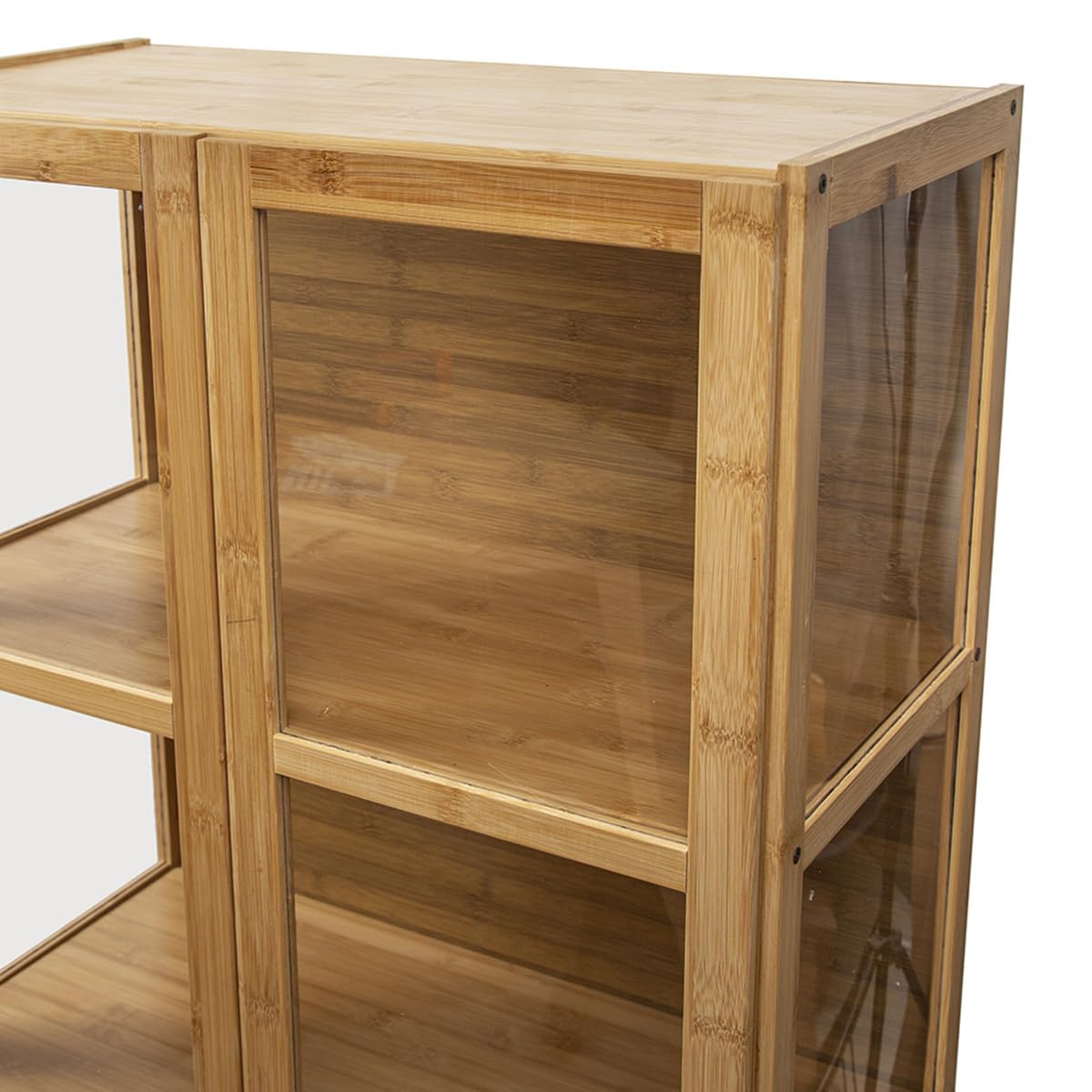 Vitrina acrílica con puertas dobles, vitrina de 4 niveles para coleccionables, estantes de madera transparente de 3 lados para Funko Pops, figuras de acción, modelos de coches