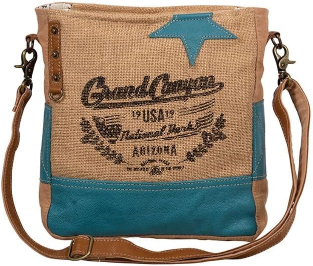 Myra Bag Western Leather Shoulder Bag for Women, Upcycled Canvas Crossbody Bag - Grand Canyon