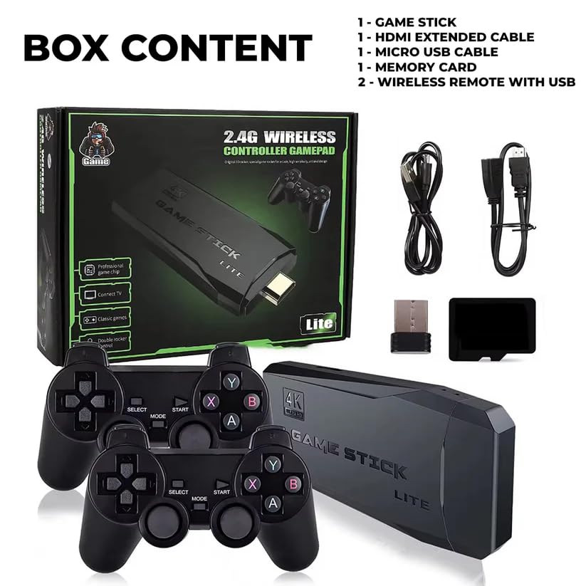 2.4G Wireless Controller Multi-Game Console Gamepad Set with 64GB Memory Card-Plug and Play Console for 3D Games+20000 Preloaded GamesDual ControllersHDMI Outputand USB Charging CablesBlack 4 61Y4O6J9Z7L
