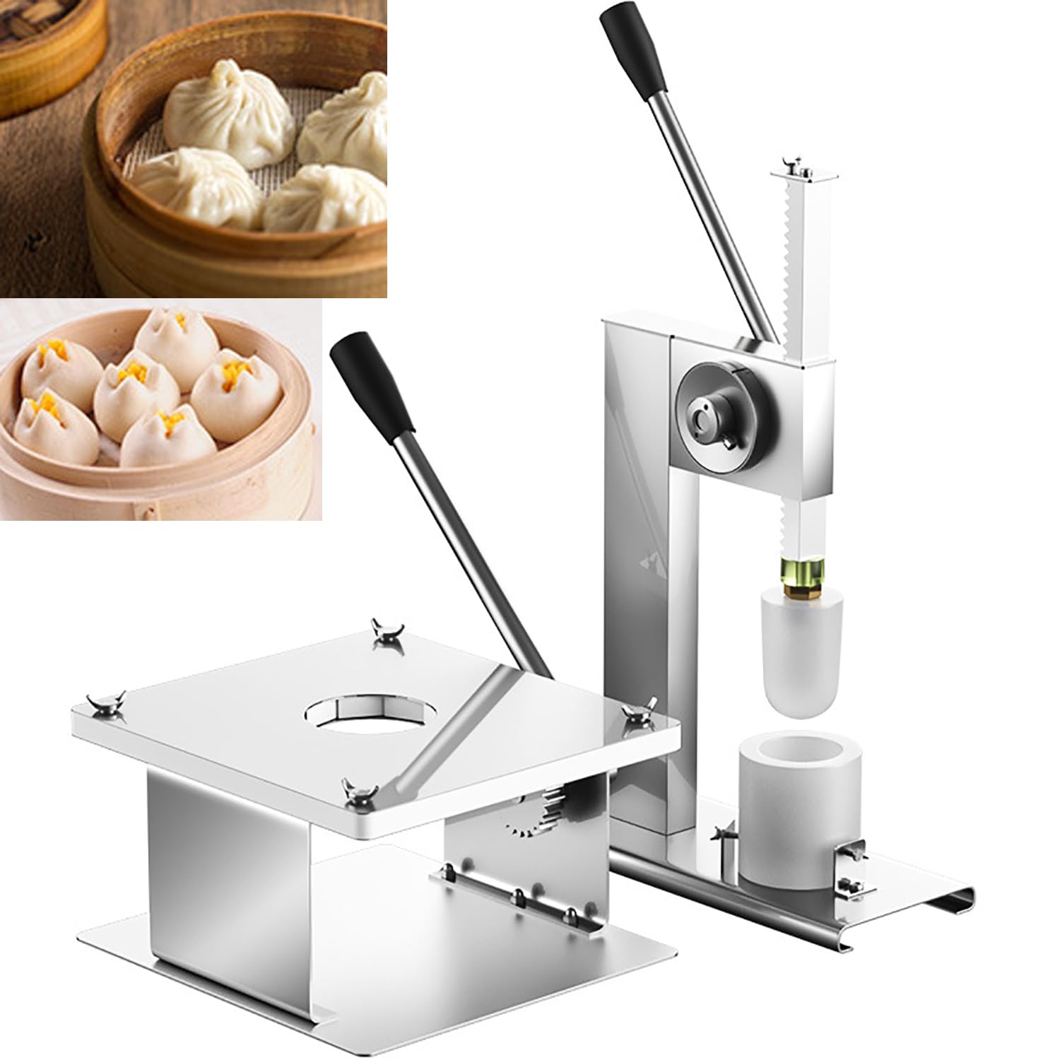 MOUNW Manual Bun Machine, Meat Bun Press The Skin Making Mold with 3 Mould, 9-pleat Close Up Design, Suitable for Various Sizes Of Dough, for Chinese DIY Kitchen Cooking Tool