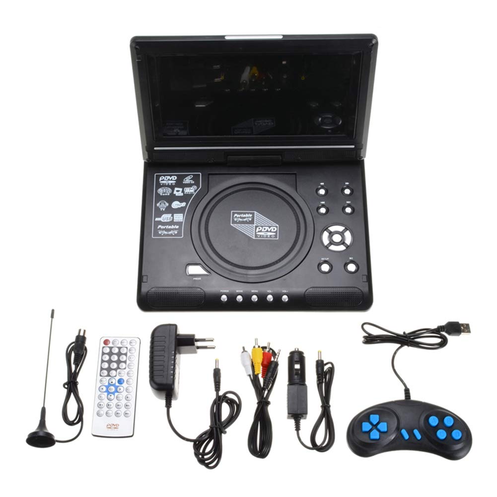 Reproductor de DVD PortáTil de Coche DoméStico de 9,8 Pulgadas Reproductor de TV VCD CD Juego Adaptador de Radio USB Compatible con RecepcióN de Radio FM-Enchufe de la EU