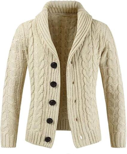 Duohropke Herren Cardigan Strickjacke - Grobstrick Long Cut Übergangsjacke