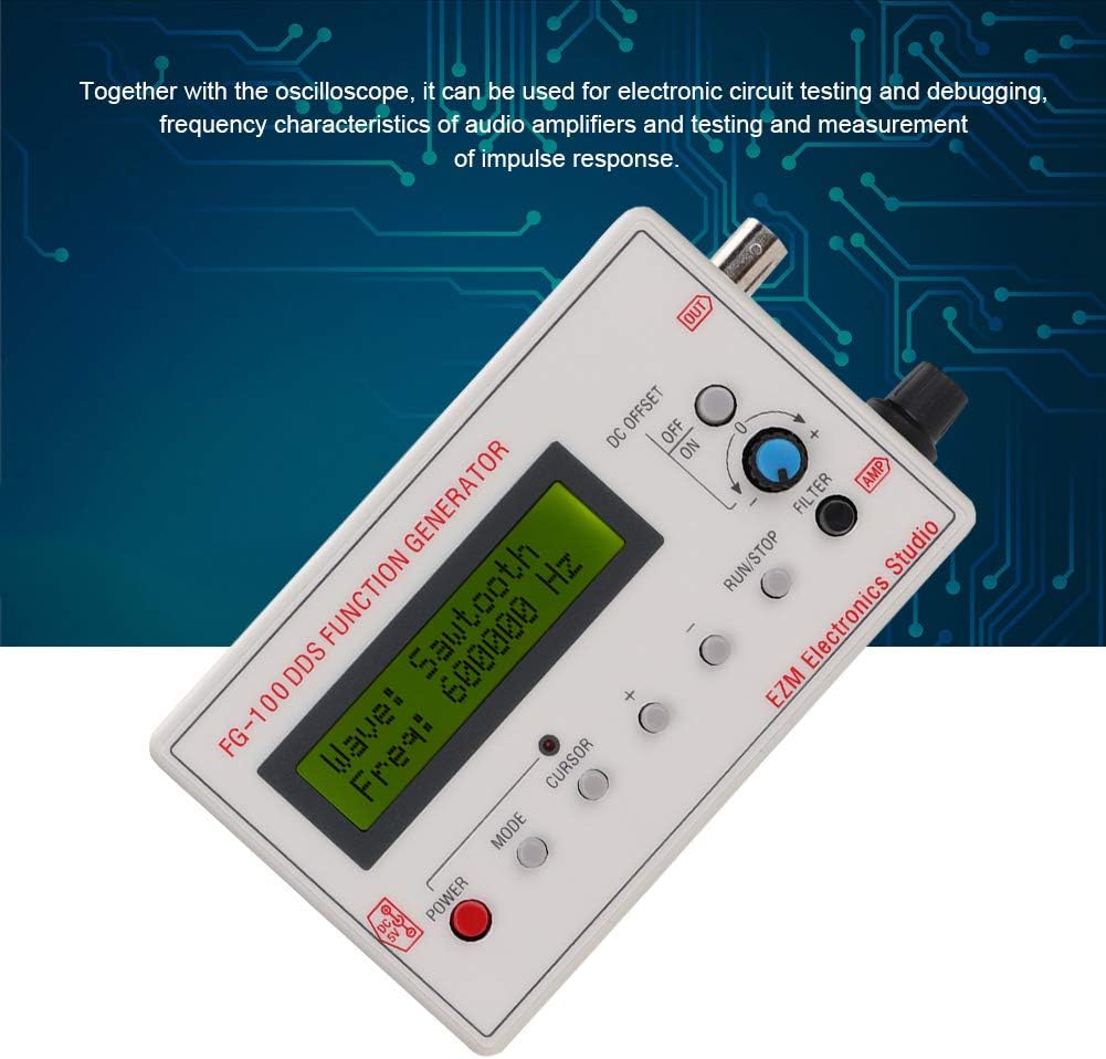 FG-100 DDS Function Generator, Simple Operation Circuit Debugging Easy Carry Function Generator with Data Line for Oscilloscope Attenuator