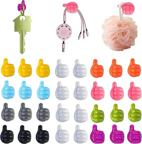 QWEN Gancho de silicona autoadhesivo para pulgar, gancho de pared creativo en forma de pulgar, gancho de pared autoadhesivo multifuncional para
