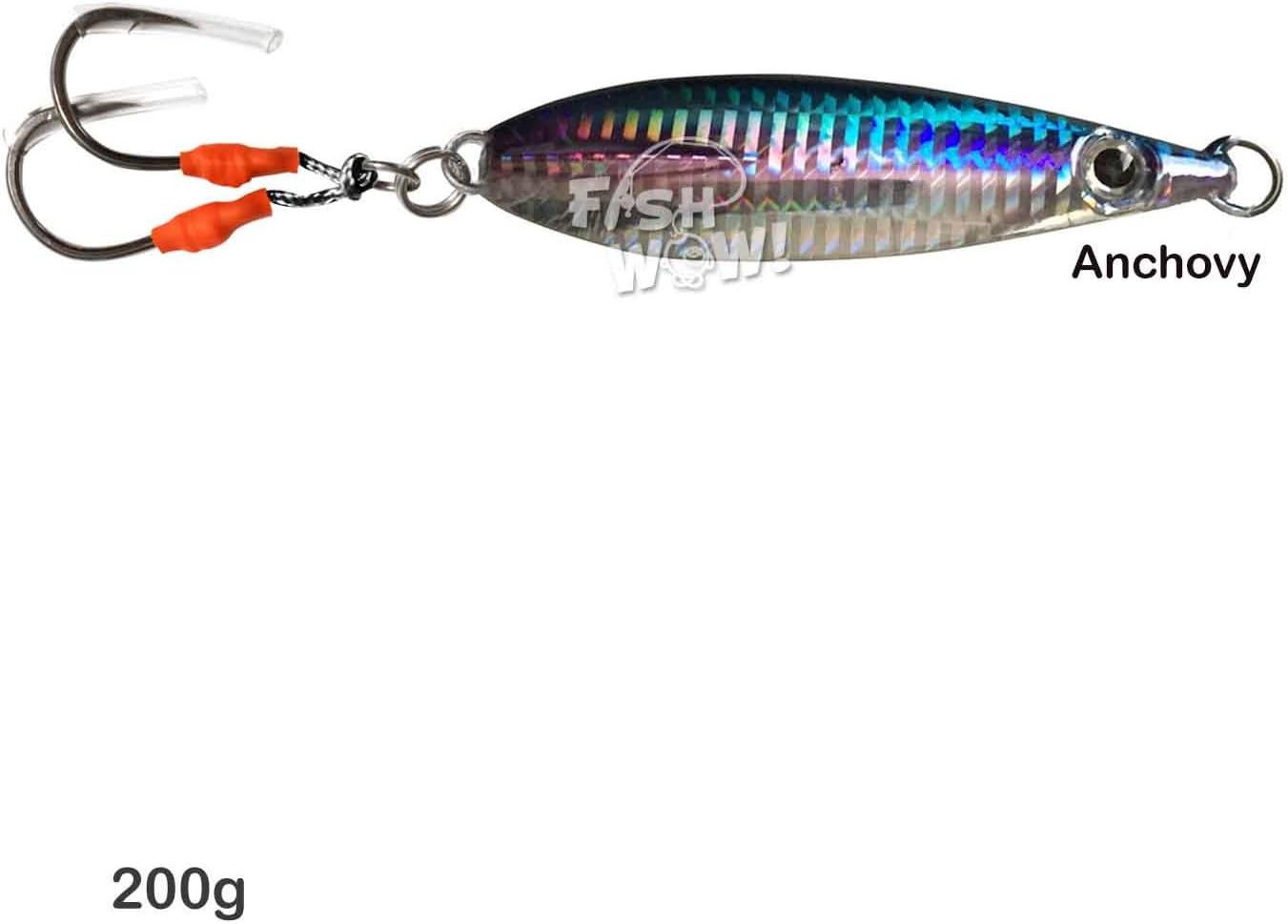 4pcs 200g Fish WOW! Fishing Flat Fall Vertical Trolling Jig with Two Assist Hooks - 4 Colors