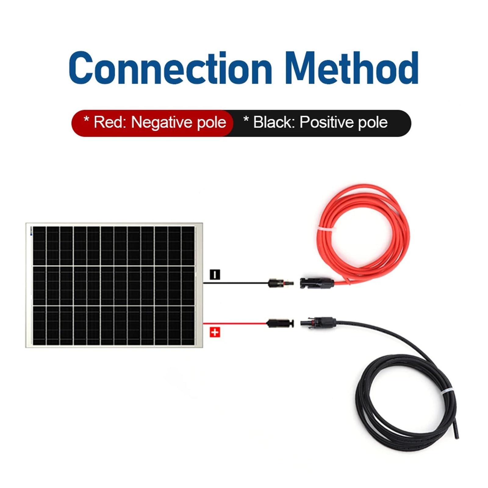 Solarkabel 1 Paar Solar Panel Photovoltaik Kabel Verlängerung Kabel Einzel-Kopf Nennspannung 1000V 1500V DC Stecker(6mm2 1m)