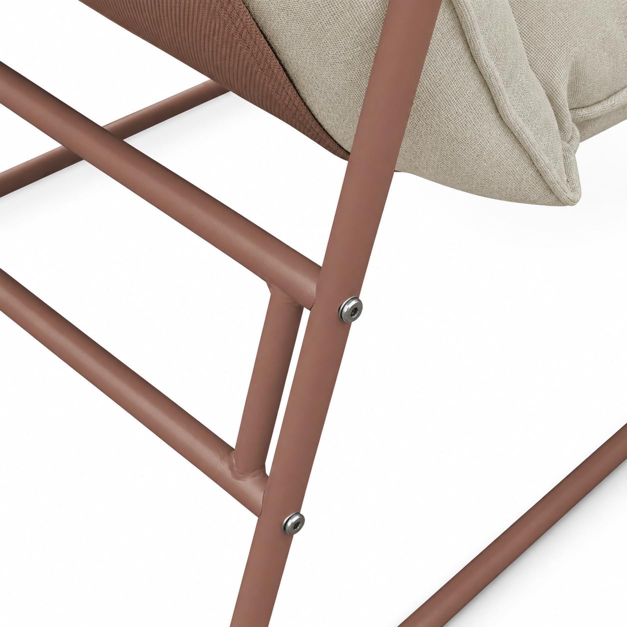 Brigros Estosa - Set Salotto da Giardino 2 Posti con 2 Poltrone e Tavolino, Arredo Esterno in Acciaio Zincato Mocha Mousse con Cuscini Beige Idrorepellenti, Set Relax Outdoor