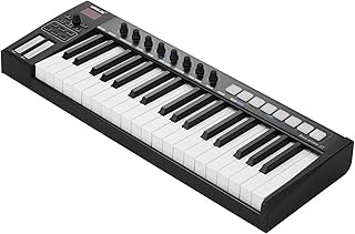 Keyboard Piano 37 Portable USB MIDI Controller Keyboard 37 Semi-weighted Keys 8 RGB Backlit Trigger Pads LED Display
