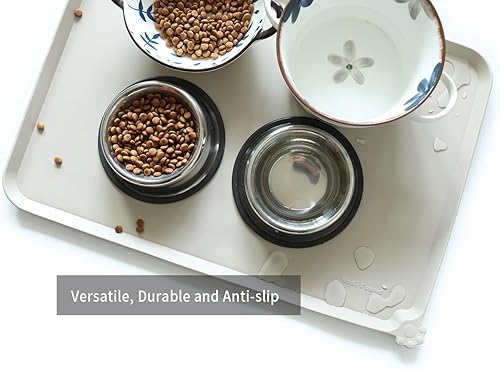 Miniatura 228 de Hoki Found - Bandeja de silicona para comida de mascotas , tapete mantel individual antideslizante para mascotas, tapete impermeable de alimentación