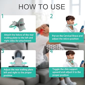 360°Adjustable Neck Brace for Posture Correction, Soft Traction Device Neck Stretcher Orthotic Corrector, for Forward Head Posture Correction, Cervical Spine Pressure Relief