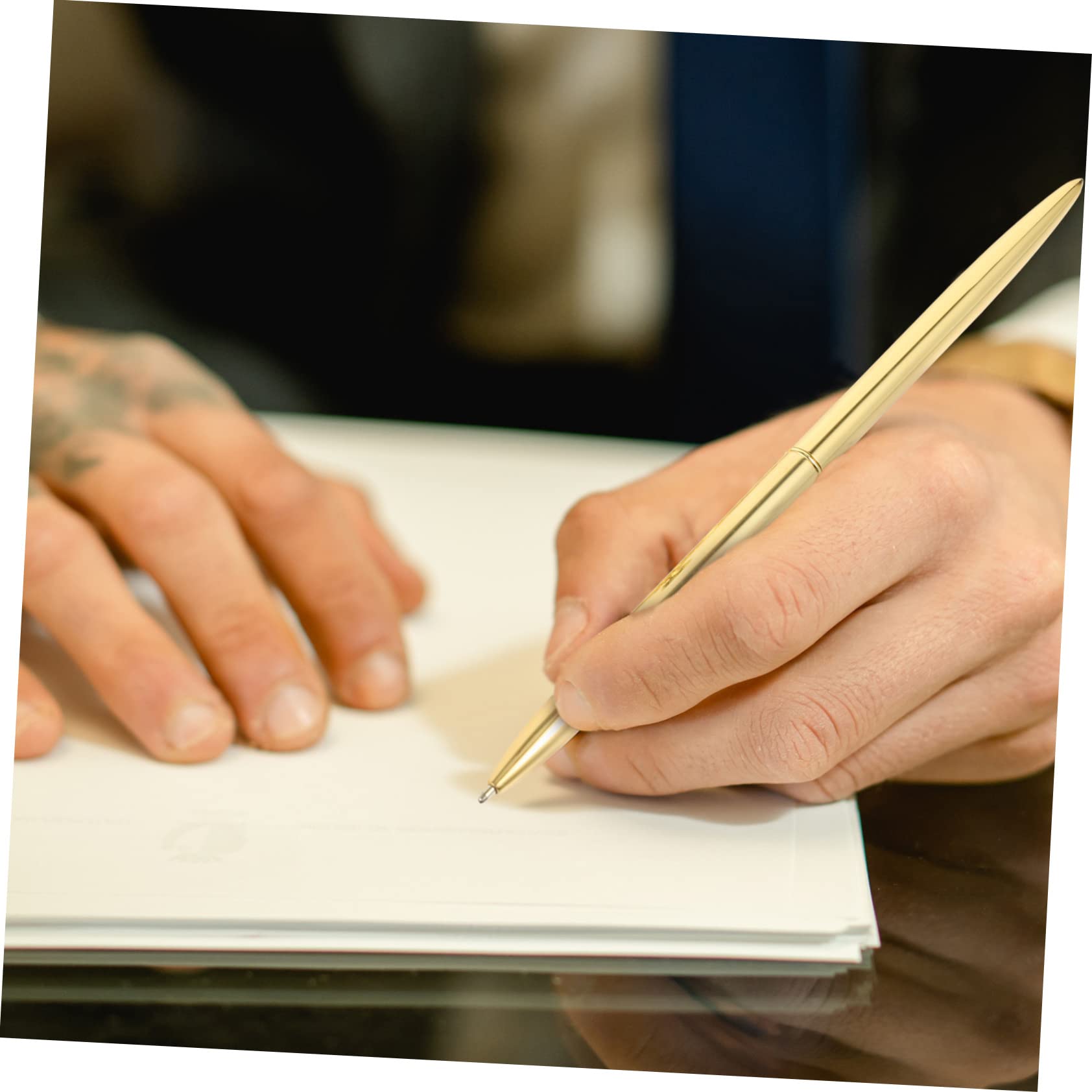 Cabilock 2 Pièces Stylo De Signature Stylo à Bobine Signe Livre D'or Avec Support s De Table De Banque Pour Invité Camouflage Cristal Métal De Banque Bureau